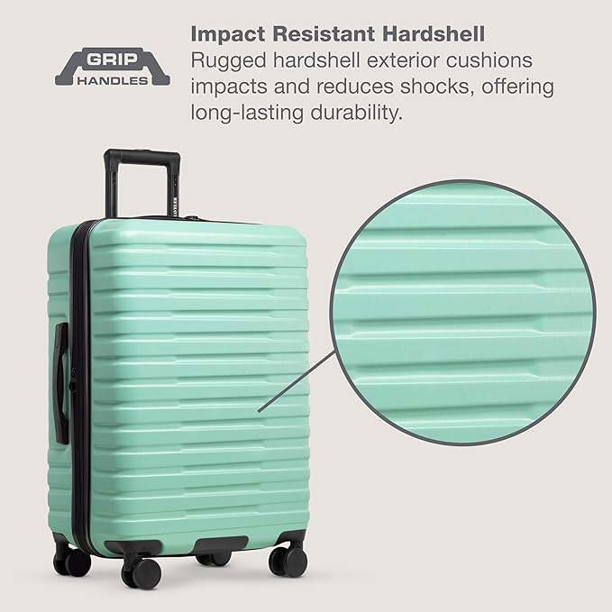 U.S Traveler Boren Expandable Hardside Rugged Travel Luggage with 8 Spinner Wheels, Mint, 2-Piece Set