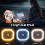 Odoland Rechargeable Camping Fan, 20000mAh Battery Fans with LED Lantern for Tent Car Beach Storm, Portable Ventilador Recargable Light Desk Fan for Picnic Power Outage Hurricane, Orange