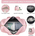 Letter Weekender Bags for Womens - Duffle Bag with Shoe Compartment Personalized Overnight Bag with Toiletry Bag Duffel Bags for Gym Hospital Bags Gift for Women Pink (Letter L)