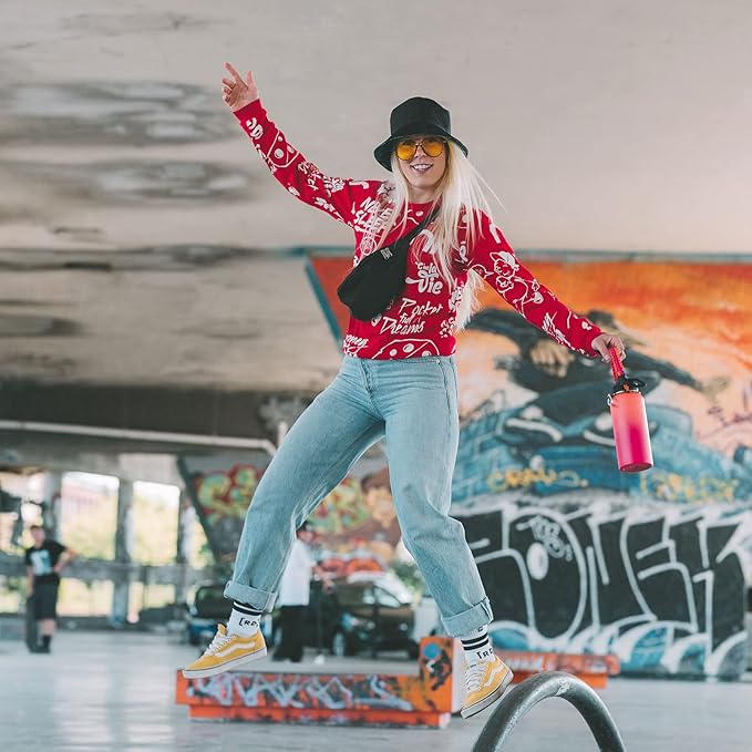 Farsea Insulated Water Bottle With Paracord Handle, Protective Silicone Boot and 2 Lids (Straw Lid & Spout Lid), Stainless Steel Water Bottle Wide Mouth, Double Wall Sweat-Proof BPA-Free, 24 oz