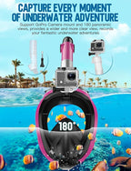 Zenoplige Full Face Snorkel Mask Adults,Dry-Top Snorkeling Gear with Camera Mount,Foldable 180-Degree Panoramic Scuba Mask for Snorkeling Diving Swimming Travel,Snorkel Mask Anti-Fog & Anti-Leak