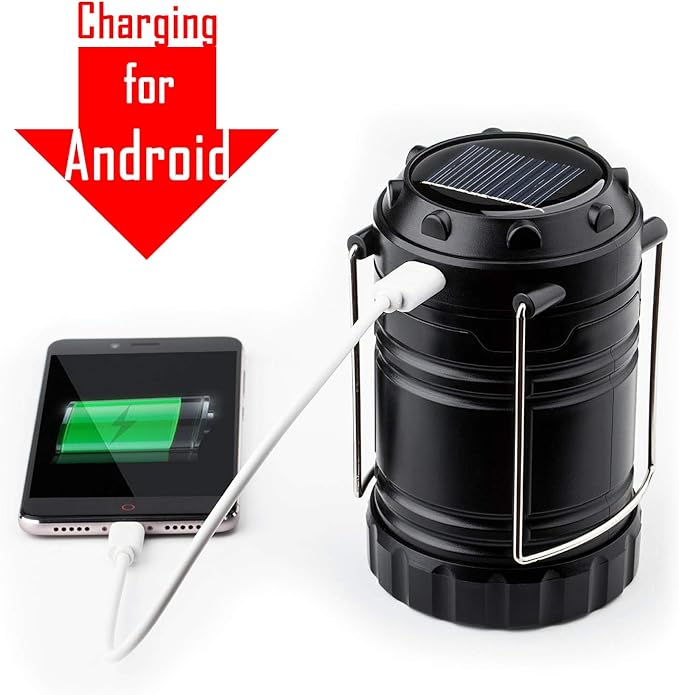 4 Pack Solar Lantern Camping Essentials Lights, LED USB Rechargeable Flashlight for Power Outages, Battery Powered Magnetic Base Operated Lamp for Emergency, Survival Gear and Supplies for Hurricane