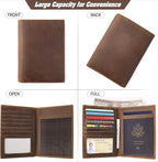 Genuine Leather Passport Holder, RFID Blocking Travel Wallet for Men & Women (Brown)