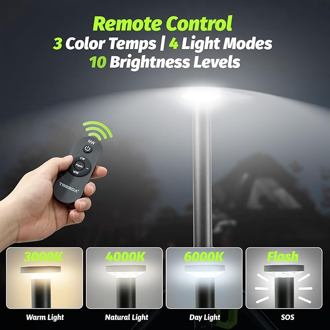 Rechargeable Telescopic Camping Light, 3000LM LED Work Lights on Stand, 8.4 FT Hight Light Ranger 80 FT Portable Outdoor Light, Quick Setup Tripod Light for Outdoor, Jobsite, Emergency