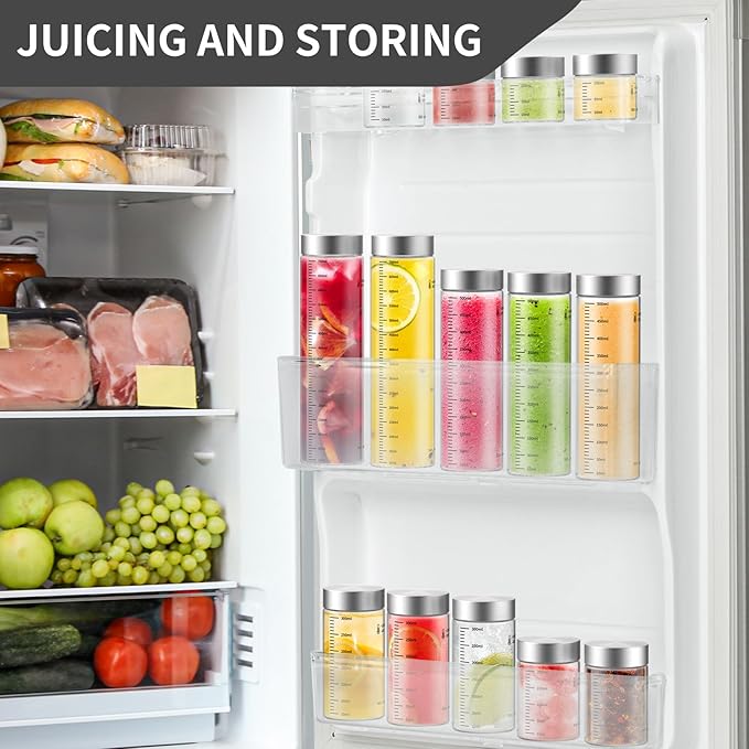 4 Oz Glass Bottles, 4 Pack Glass Jar with Lid, BPA Free, Borosilicate Glass, Stainless Steel Lids for Juicing, Smoothies, Infused Water, Beverage Storage