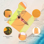 Beach Blanket Sandproof Waterproof, Large Beach Mat Lightweight Portable Quick Drying for Picnic Camping Hiking Travel Beach Accessories (1, Bigorangeyellow, 118"x110")