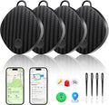 Air Tracker Tags-4 Pack, Bluetooth Air Tracker Compatible with Apple Find My Network (iOS Only), Smart Tag Item Finder for Keys, Wallet, Luggage, Backpack - Fast Location Updates, Black