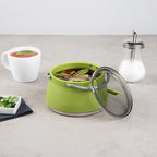 Restaurantware-Hi Tek 1 Liter Collapsible Camping Kettle, 20 Portable Cook Pots - With Perforated Lid, Stainless Steel Bottom, Silicone Camping Coffee Pots, With High Heat Nylon Handles, For Travel