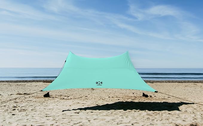 Neso Gigante - Portable Beach Tent - Ideal to Enjoy with Family and Friends - UPF 50+, Water-Resistant, and Lightweight - Seafoam, 11' x 11'