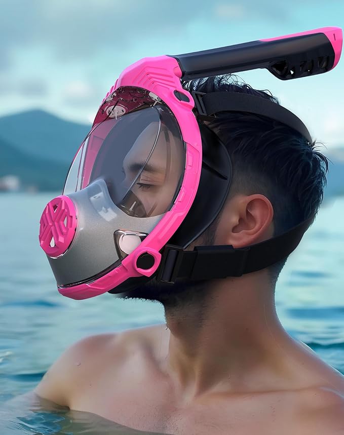 Full Face Snorkel Mask- Snorkeling Gear for Adults with Safe Dry Top Breathing System, Latest Foldable Panoramic View Snorkeling Mask for Men and Women, Anti Fog Anti Leak