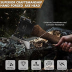 14.3" Hatchet, Camping Axe, Hand Forged Axe with Sheath, Bushcraft Axe with 1065 Carbon Steel and Beech Handle for Wood Splitting and Chopping – Perfect for Outdoor Survival and Adventures