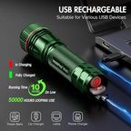 WdtPro Rechargeable Flashlights High Lumens, 2 Pack Super Bright LED Small Tactical EDC Flashlight with 10H Runtime, Portable Flash light for Camping, Home, Emergency Essentials Green Battery Included