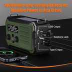 Emergency Radio Hand Crank Solar, 10000mAh/37000mWh Emergency Weather Radio, Hand Crank Solar Radios with NOAA/AM/FM, Rechargeable Headlamp, Thermal Blanket, Survival Bracelet, for Home & Outdoor