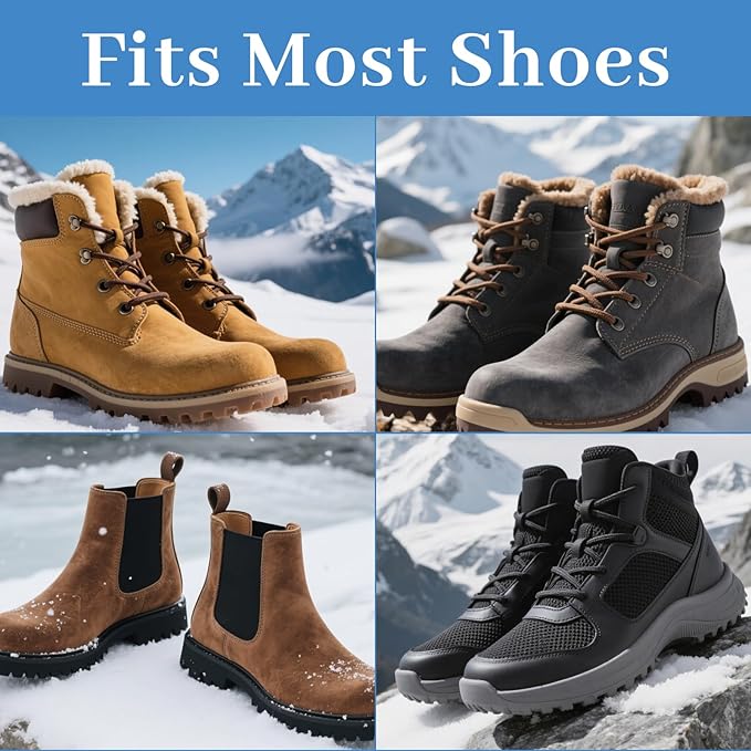 1 Pairs Snow Spikes for Shoes, Ice Spikes for Shoes and Boots, Anti-Slip Cleats Crampons Traction Gear with 11 Studs, Shoe Ice & Snow Grips for Winter Walking Running Hiking Mountaineering