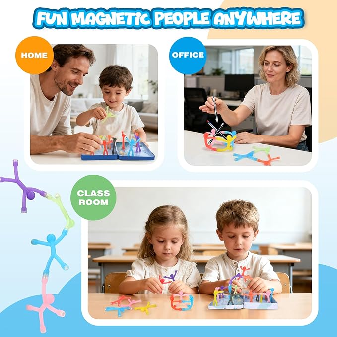 20Pcs Magnetic Travel Toys, Magnets Men for Kids with Metal Box, Airplane Car Travel Fidget Toys Portable Road Trip Activities Essential, Classroom Toys for Kids Birthday Stocking Stuffers Gifts