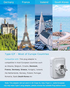 2 Pack Type E F Travel Plug Adapter, VINTAR Germany France Plug Adapter with 4 Outlets 3 USB Ports(2USB C), South Korea Outlet Adapter, Schuko Power Adaptor for US to Europe Spain Greece Iceland Korea