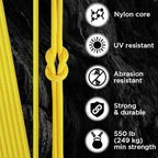 TECEUM 5/32" Paracord Rope 1000 – 1000ft / 200ft / 100ft / 50ft – Tactical Parachute Cord 4mm – 45+ Colors – Nylon String for Survival & Camping Gear – Stripe Cord for Survival – Utility Rope