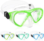 Kids Swim Goggles Snorkel Diving Mask for Boys Girls Ages 5-15, Two-Color Anti-Fog Swimming Goggles with Nose Cover
