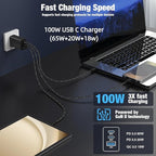 65W Super Fast Charger Type C for Samsung,3 Port 100W Quick Charging 3.0 USB C Block & 3/6/10/10FT Braided Type C Cord for Samsung Galaxy S26 Ultra/S26/S25 Ultra/iPhone 17 Pro/MacBook Pro/Air-Orange