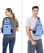 MOSISO Sling Backpack,Canvas Crossbody Hiking Daypack Bag with Anti-theft Pocket, Air Blue