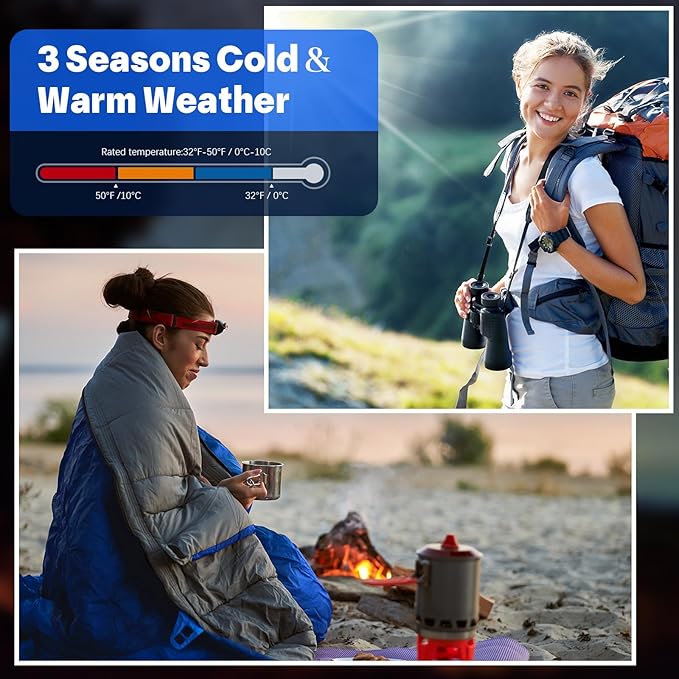 Macarrie 6 Pack Camping Sleeping Bags Bulk for Adults, 4 Season Cold Weather Sleeping Bag with Compression Sack Lightweight Waterproof Essential Gear for Backpacking Hiking Travel