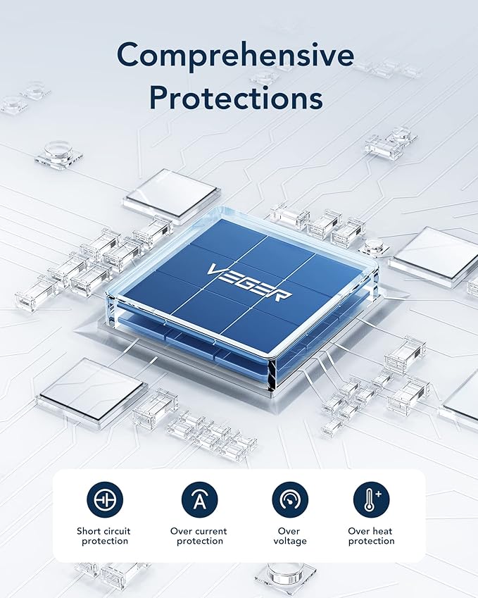 VEGER Portable Charger for iPhone Built in Cables and Wall Plug, 10000mah Slim Fast Charging USB C Power Bank, Travel Essential Battery Pack Compatible with iPhones, iPad, Samsung More Devices(Blue)