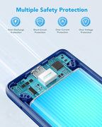 charmast Portable Charger with Built-in Cables and Plug, 10000mAh USB C Power Bank Fast Charging, External Battery Pack Slim, Travel Essentials Compatible with iPhones, Samsung Galaxy, iPad