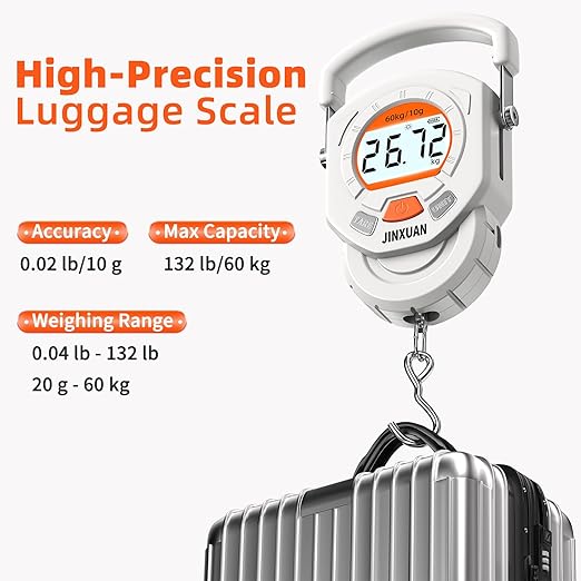 Fishing Scale 132lb/60kg Luggage Scale Digital Fish Scale with Backlit LCD Display, Fish Weight Scale Luggage Weight Scale Hanging Scale with 4 Units USB Cord, Fishing Accessories Fishing Gift