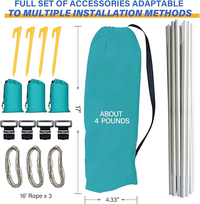 Beach Sun Shade Canopy,Beach Pop up Tent Sun Shade Sail for 8 People,Relying On Wind Power Umbrella Only 4 Lbs