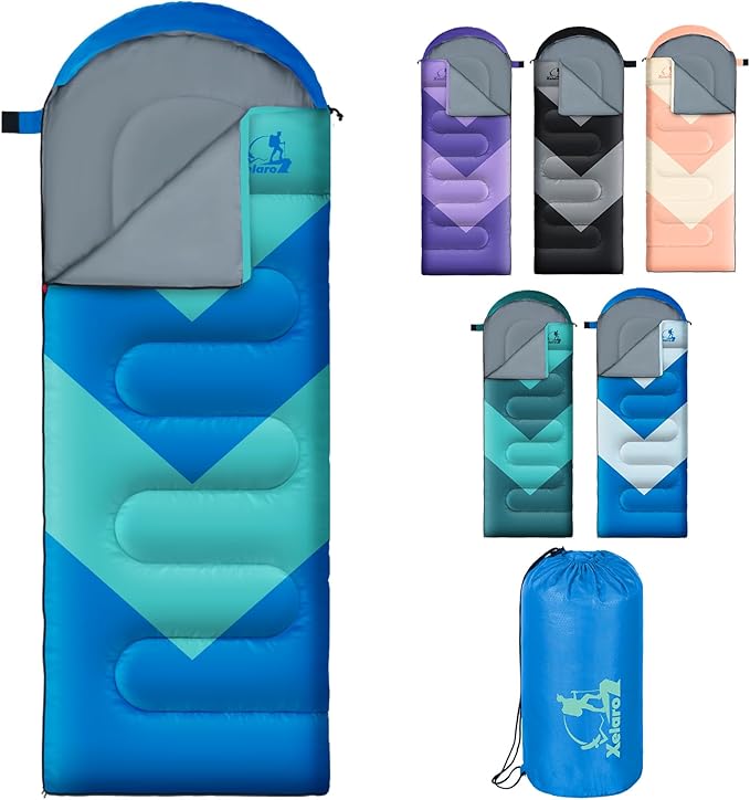 Sleeping Bag for Adults, Girls, Boys - 3 Season Warm & Cool Weather Lightweight Waterproof Camping Bag for Hiking, Outdoor Travel