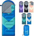 Sleeping Bag for Adults, Girls, Boys - 3 Season Warm & Cool Weather Lightweight Waterproof Camping Bag for Hiking, Outdoor Travel