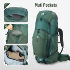 Night Cat Internal-frame Hiking Backpack: 100L Large Camping Backpack for Men Women Traveling Waterproof Rain Cover Green