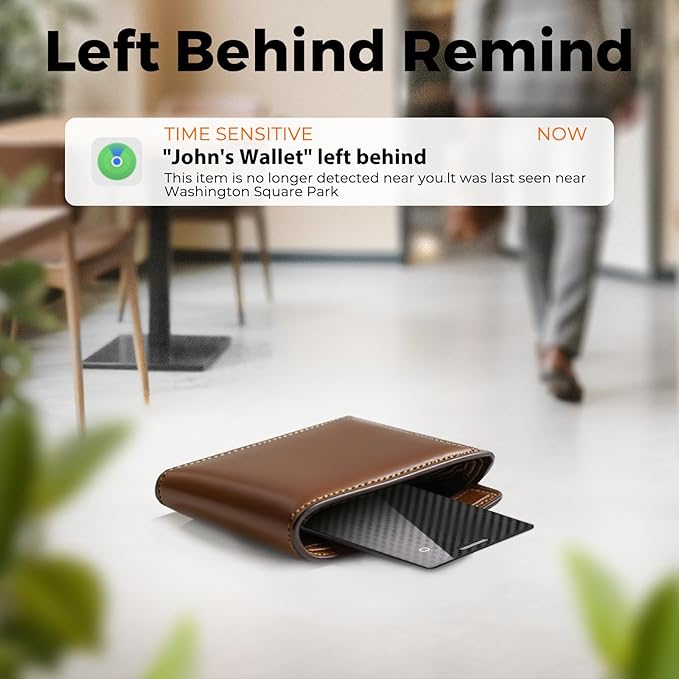 [Apple MFi Certified] Wallet Tracker Card with Apple Find My (iOS Only) Rechargeable Air Tracker Tags Bluetooth Wallet Finder IP68 Waterproof GPS Tracker Item Finder for Keys, Bags, Passport Black
