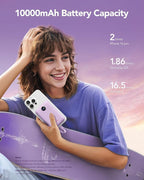 Mini Portable Charger with Built-in Cables 22.5W Fast Charging Power Bank USB-C Small Battery Pack 10000mAh Travel Essential Slim Battery for iPhone 17/16/15/14, Samsung 25/24, and More