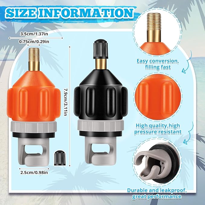Shappy 2 Pieces Inflatable Boat SUP Pump Adaptor Air Pump Converter Air Valve Adapter Conventional Air Pump Adapter Pumping Head Connector for Inflatable Kayak Stand Up Paddle Board