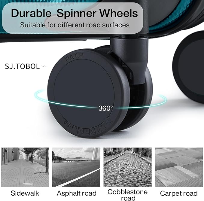 Hanke Luggage Sets 2 piece Carry On Luggage with Wheels PC Hard Shell Suitcases Lightweight Checked Travel Luggage Large Travel Suitcase Woman Men 20/29 Inch(Caribbean Blue)