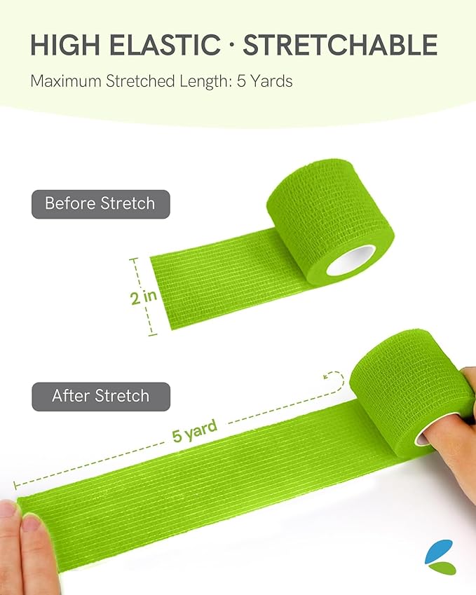 FriCARE Self Adhesive Bandage Wrap, Medical Tape in First Aid Kit, Cohesive Bandages for Wounds Sport Vet, 2 Inches X 5 Yards 6 Rolls, Rainbow