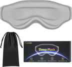 3D Cooling Eye Mask Sleep Mask for Men & Women, 100% Pressure-Free & Light Block-Out Eye Mask for Sleep with Easy Adjustable Strap, Night Eye Cover for Travel, Grey