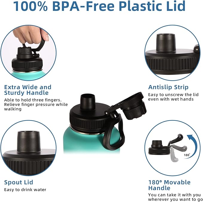 Volhoply 40 oz Insulated Water Bottles Paracord Handle, Stainless Steel Sports Bottle with Spout Lid, Double Walled Vacuum Metal Water Cups, Reusable Water Cup for Adults (Gradient Color, 1 Set)