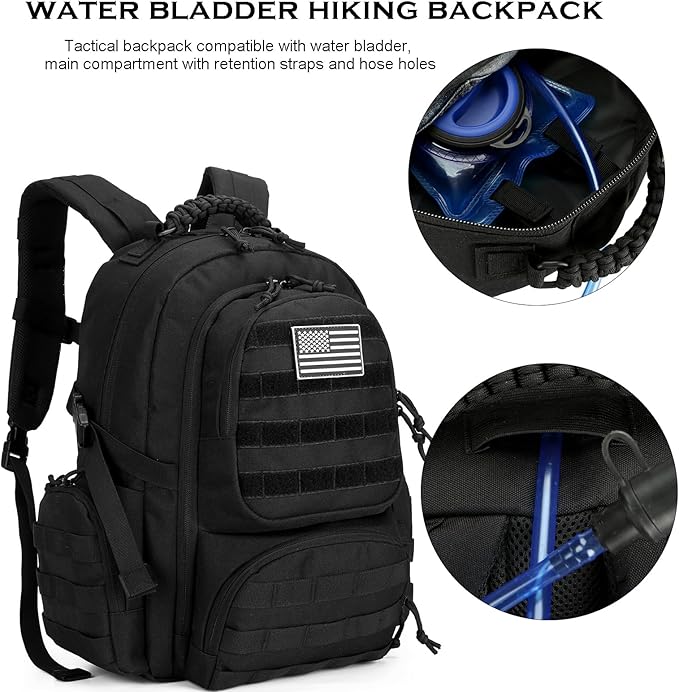 30L Military Tactical Backpack for Men 3 day Assault Pack Molle Daypack Army Hiking Rucksack (Black)