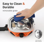 Propane Camping Stove 20,000 BTU - Portable 2 Burner Gas Stove with Adjustable Flame Control, Piezo Ignition, Carry Bag & Propane Adapter Hose, Folding Design for Camp, BBQ, Tailgating, Orange