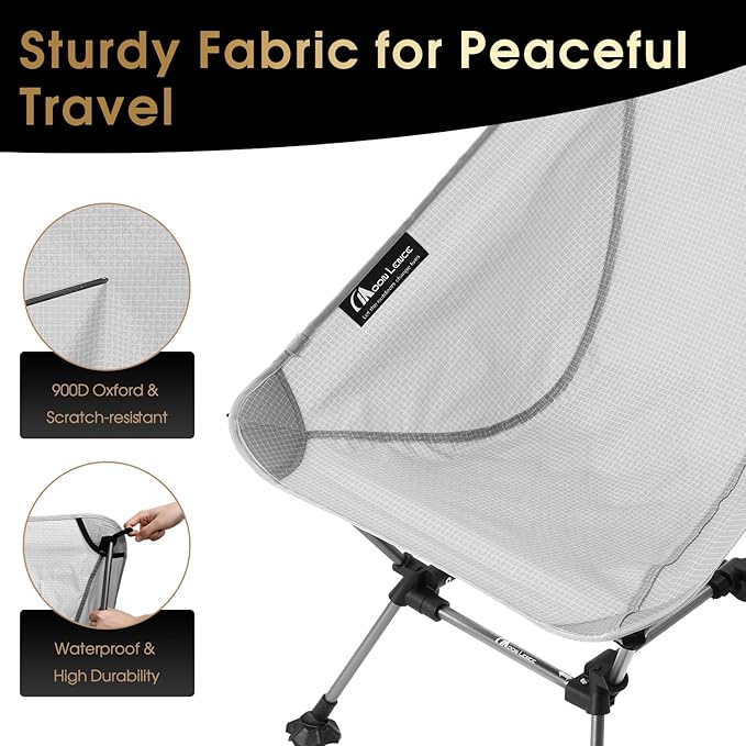 MOON LENCE Camping Chair Plus, Upgraded Comfort & Size, Still Compact and Lightweight, Folding Portable Chair for Backpacking & Hiking, 330Lbs Capacity, Gen 3 Plus (Grey (Plus))
