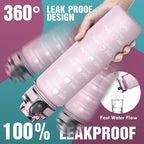 OLDLEY Water Bottle, 32oz Motivational Sports Water Bottle with Time Marker - Times to Drink - Tritan, BPA Free, Wide Mouth Leakproof, Peach (1 Bottle)