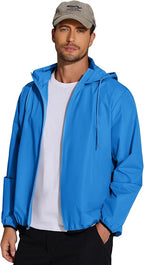 COOFANDY Men's Packable Rain Jacket Lightweight Waterproof Raincoat with Hood Travel Hiking Golf Windbreaker
