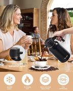 34 Oz Carafes for Hot Liquid, Stainless Steel Insulated Vacuum Thermal Coffee Carafes For Keeping Hot, 1 Liter Coffee Dispenser（Black)