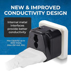 OREI US to India Plug Adapter- Type D Travel Adapter - 2 in 1 Travel Adapter for India, Nepal, Pakistan - CE Certified - RoHS Compliant - 4 Pack, Black