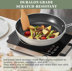 Nuwave 7pc Cookware Set Healthy Duralon Blue Ceramic Nonstick Coated, Diamond Infused Scratch-Resistant, PFAS Free, Oven Safe, Induction Ready & Evenly Heats, Tempered Glass Lids & Stay-Cool Handle