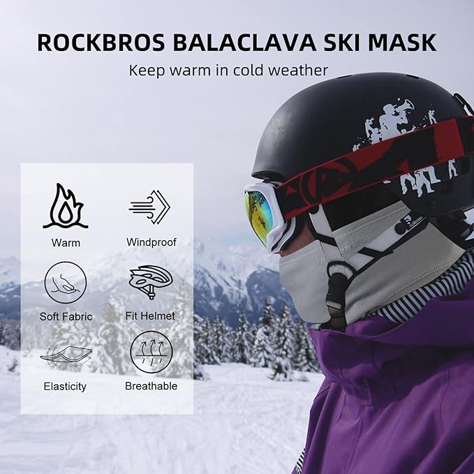 ROCKBROS Cold Weather Balaclava Ski Mask for Men Windproof Thermal Winter Scarf Mask Women Neck Warmer Hood for Cycling