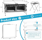 Camp Field Camping Folding Aluminum Table with Adjustable Legs for Outdoor Travel Beach, Backyards, BBQ, Party and Picnic Foldable Table