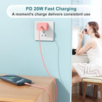 Fast Charger for iPhone 17 16 15 Charger Fast Charging, 6+10ft USBC to USBC Cable Cord &20W Type C Block for iPhone 17 Air, 16e, 17 16 15 (Pro Max/Pro/Plus), iPad Pro/Air/Mini, Pink